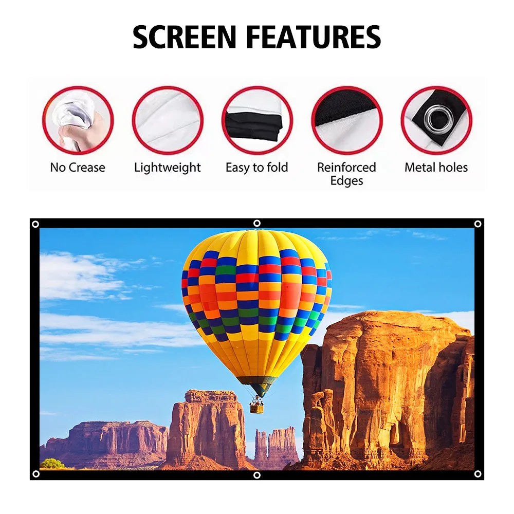 Pantalla de proyector con borde reforzado y ojales metálicos, lona lisa