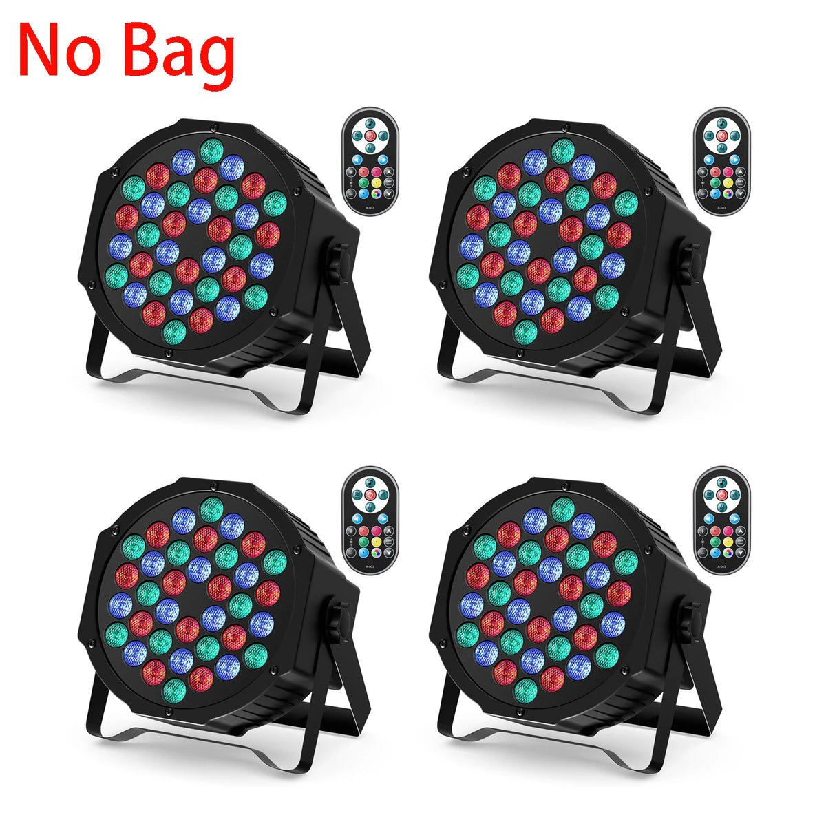 Datewink 4PCS 36LEDs Luces Par Planas con Bolsa Efecto de Iluminación de Escenario RGB DMX512 para DJ, Discoteca, Bodas, Fiestas, Club Nocturno, Navidad