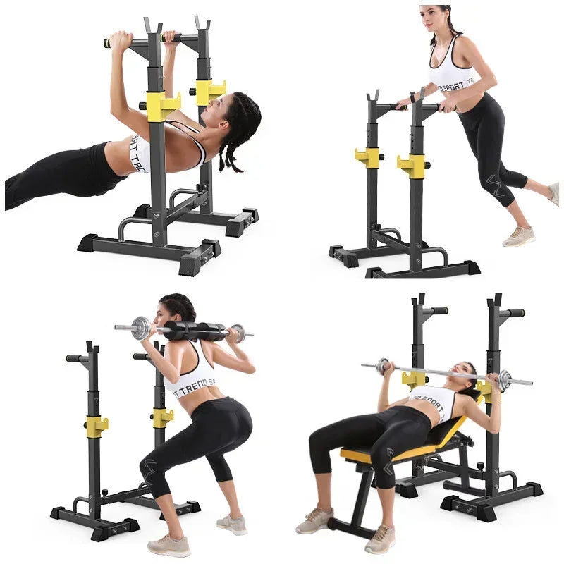 Banco con mancuernas de peso multifuncional mejorado, cama de levantamiento de pesas, barra plegable, banco de entrenamiento de elevación, prensa, equipo de Fitness