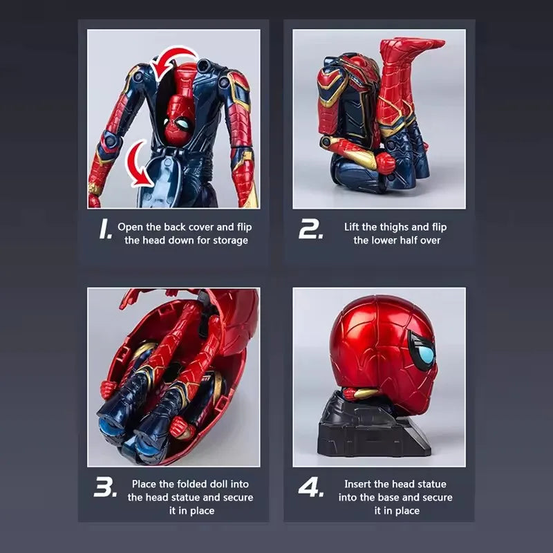Figura de acción deformable con forma de cabeza de Iron Man de Marvel, modelo de Spider-Man con articulaciones móviles, muñeco educativo para niños