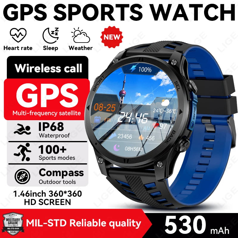 Reloj inteligente GPS para hombre 2026 New Military T-Rex 3 Ultra, batería de larga duración, resistente al agua IP68, brújula, linterna y rastreador deportivo