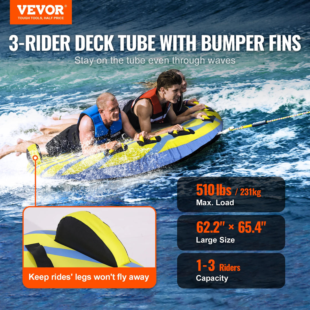 Tubo Inflable Remolcable SucceBuy para Navegación, para 1-3 Personas, con Aletas de Protección, Tubos Remolcables para Deportes Acuáticos de 510 lb para Barco