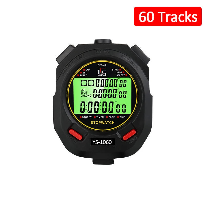 Cronómetro luminoso Digital, cronómetro de 10/30/60/100 pistas, portátil, para deportes al aire libre, correr, entrenamiento, contador de cronógrafo, cuenta atrás