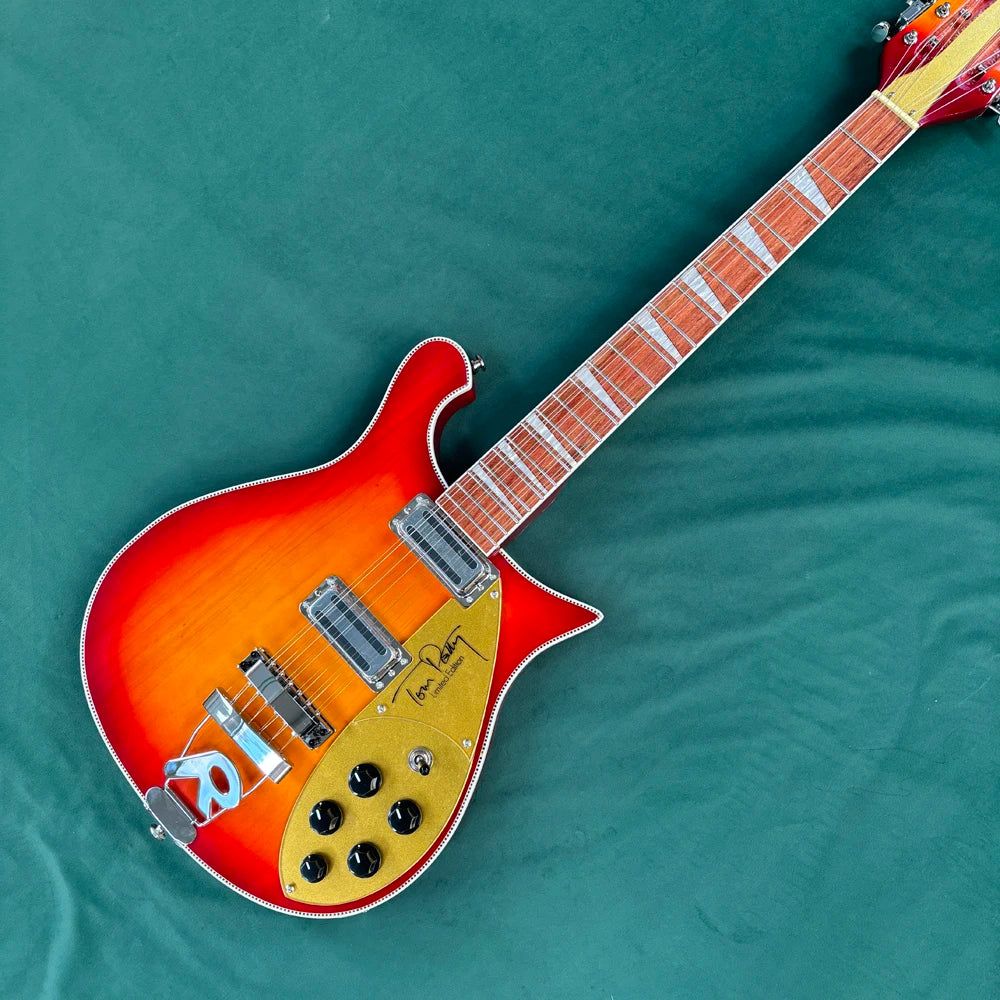 Guitarra eléctrica de 12 cuerdas, guitarra de cuerpo semi-hueco con cuerpo de arce, guitarra eléctrica de 21 trastes con pastillas de doble bobina