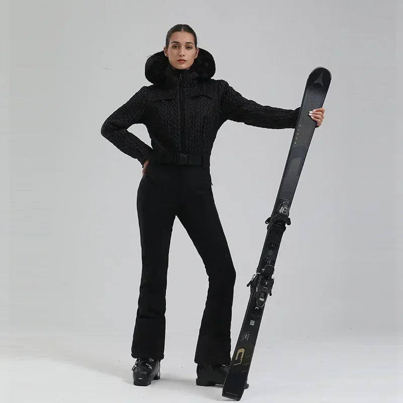Monos de Snowboard 2025 Sudadera con capucha de invierno Suites de esquí Mujeres Deportes cálidos Chándales de nieve Ropa de esquí impermeable al aire libre a prueba de viento