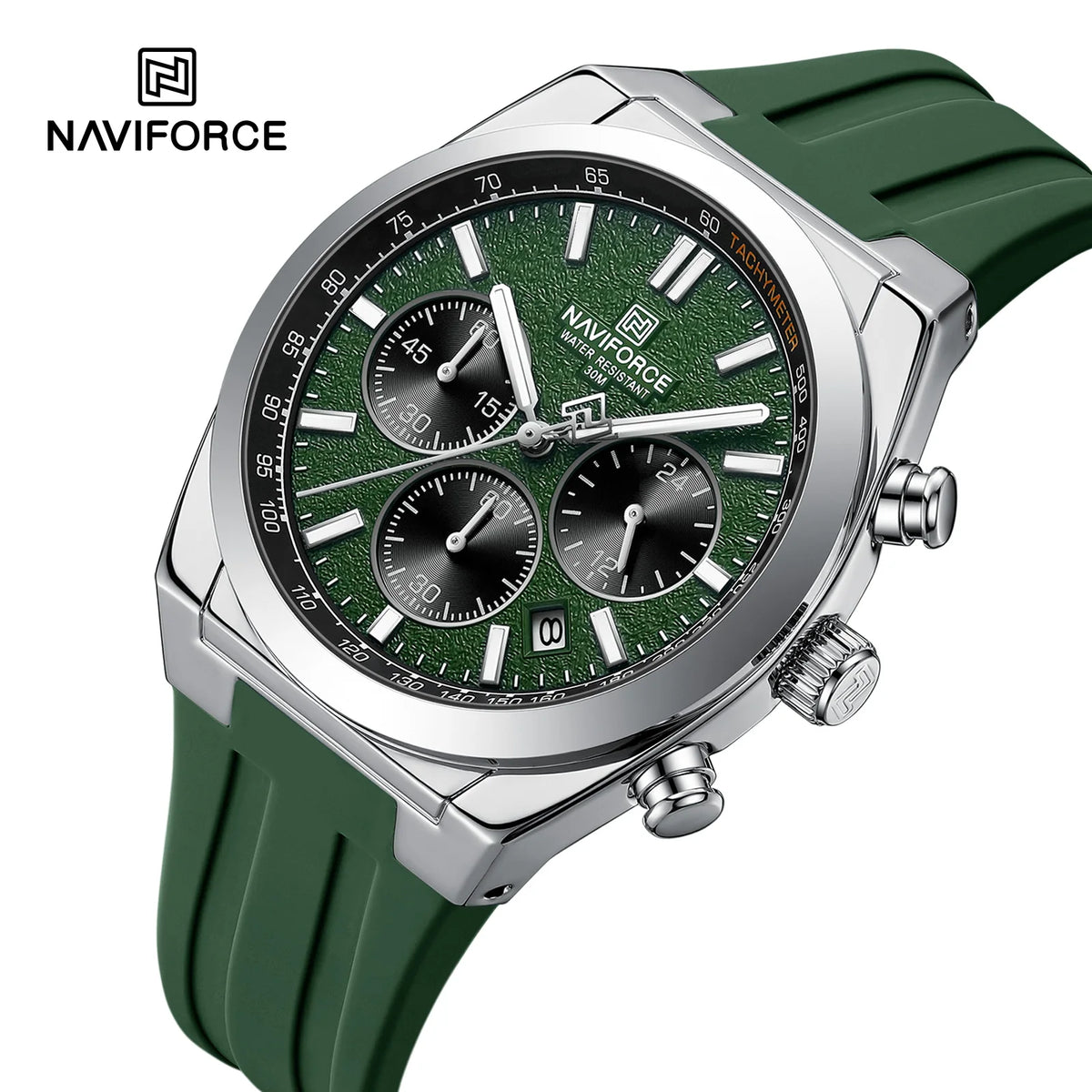 Reloj deportivo para hombre NAVIFORCE, cronógrafo con correa de silicona resistente al agua, reloj de pulsera de cuarzo luminoso de marca de lujo