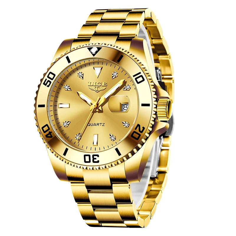 LIGE Nuevo reloj de lujo para hombre, marca superior, reloj de pulsera de cuarzo a la moda, informal, de negocios, resistente al agua 30M, luminoso, reloj para hombre