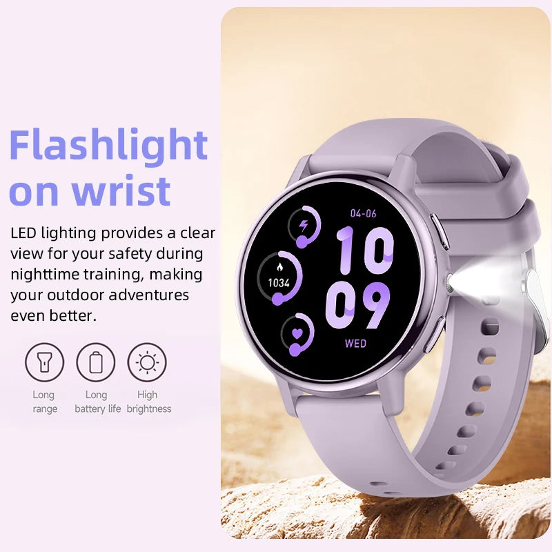 Reloj inteligente para hombre LIGE 2026, pantalla HD de 1.26", recordatorio de llamadas, monitor de salud fisiológica, linterna LED, regalo para mujer, reloj inteligente femenino
