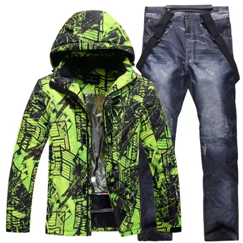Traje de esquí colorido y cálido para hombre, ropa de snowboard, chaquetas de invierno, pantalones para hombre, ropa impermeable, disfraces de nieve,-30