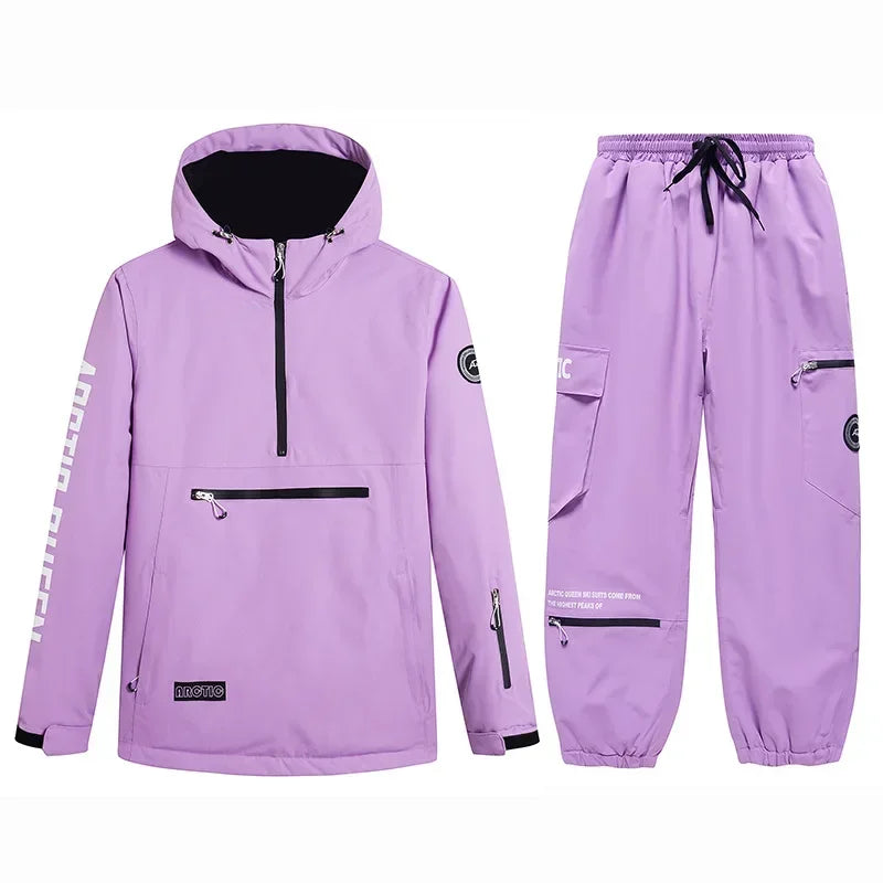 Conjuntos de Trajes de Nieve para Hombre y Mujer, Ropa de Snowboard, Ropa de Invierno para Exteriores, Sudadera con Capucha, Traje Impermeable, Chaqueta de Esquí + Pantalones