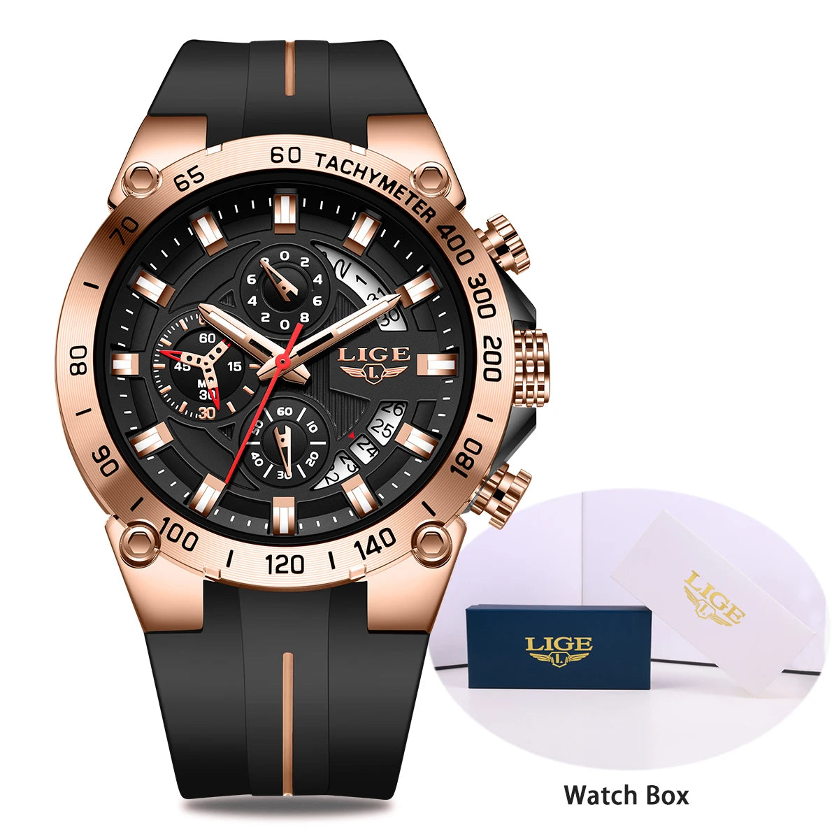 LIGE 2026 Brand Watch Men Silicone Sports Watches Men's Army Military Quartz Wristwatch Chronograph Male Clock Relogio Masculino