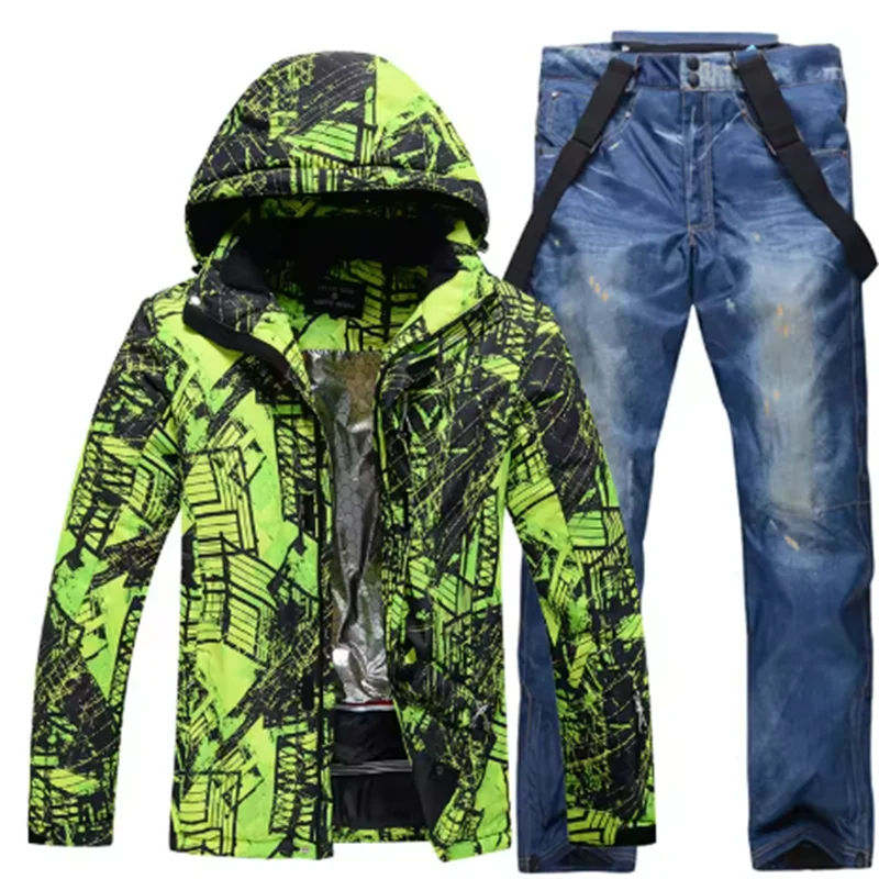 Traje de esquí colorido y cálido para hombre, ropa de snowboard, chaquetas de invierno, pantalones para hombre, ropa impermeable, disfraces de nieve,-30