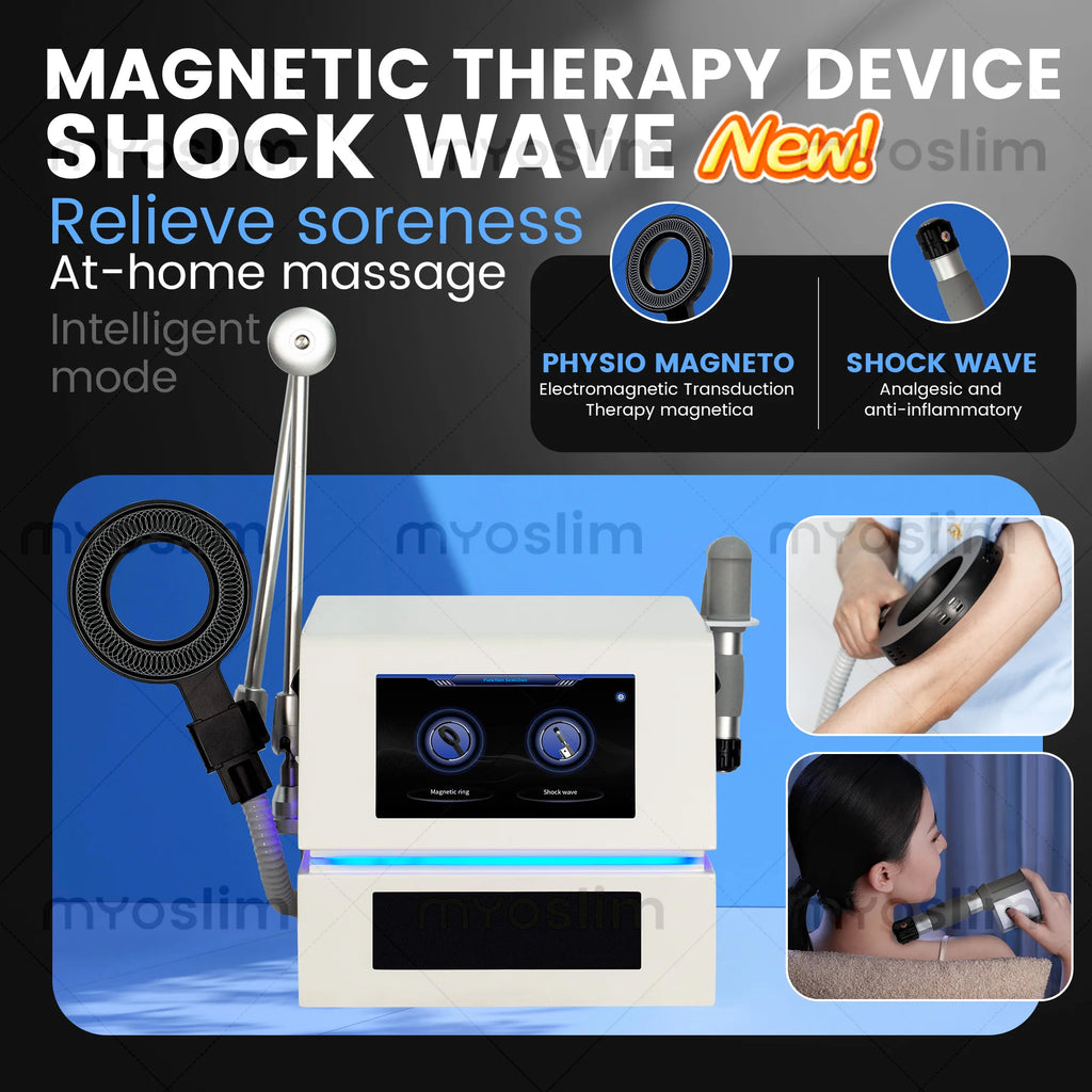 Dispositivo de Terapia Magnética 2 en 1 con Ondas de Choque para Alivio del Dolor y Reparación de Tejidos, para Rehabilitación Ortopédica y Cuidado Muscular y Articular