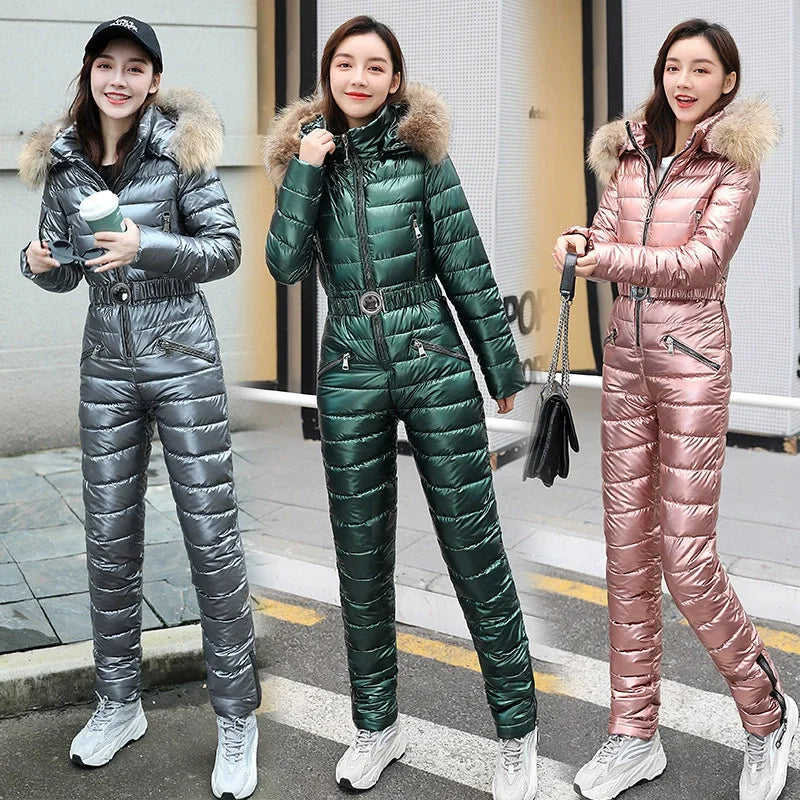 Traje de esquí de una pieza para mujer, monos gruesos de Snowboard para mujer, ropa transpirable impermeable a prueba de viento para invierno, traje de esquí 2026