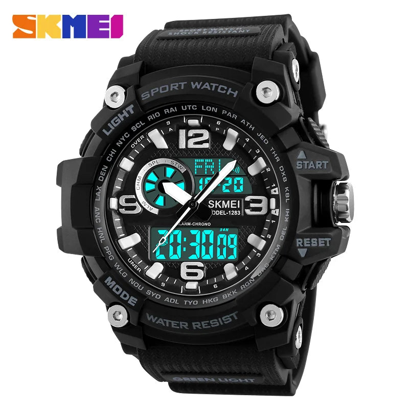 Reloj digital deportivo SKMEI 1283 para hombre, resistente al agua, a prueba de golpes, con luz LED, modelo 1637