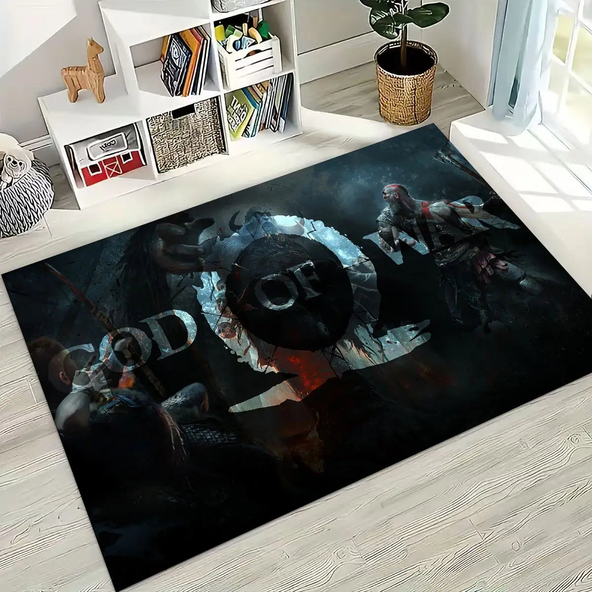 Alfombra de God of War Kratos para dormitorio, sala de estar, sofá, decoración del hogar, felpudo, alfombrilla antideslizante grande para juegos infantiles
