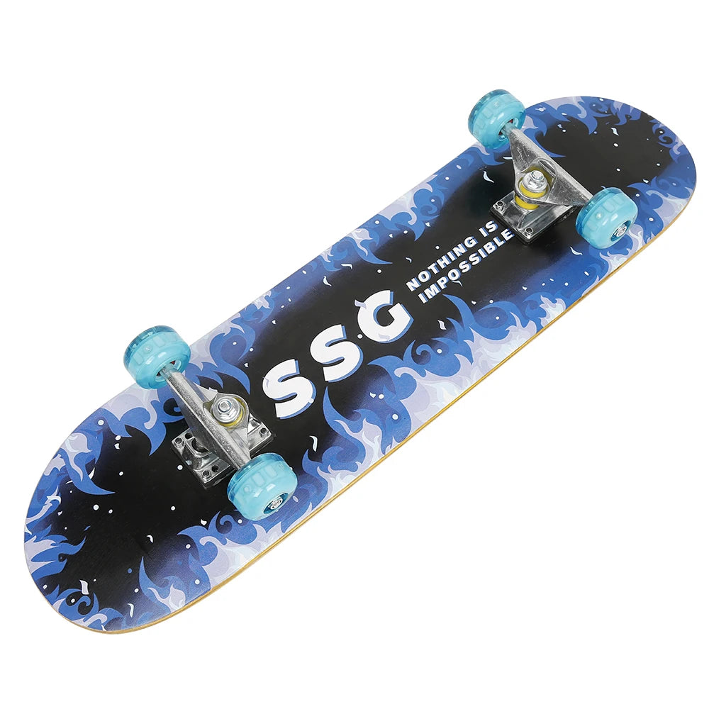 Patineta completa de 31 pulgadas, 7 capas de madera de arce, patineta completa preensamblada, patineta longboard con rodamientos ABEC-7 para adolescentes y adultos, azul.