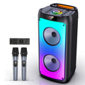 Altavoz Bluetooth inalámbrico, máquina de karaoke con 2 micrófonos, sistema de karaoke para el hogar con luz LED para fiestas, control remoto