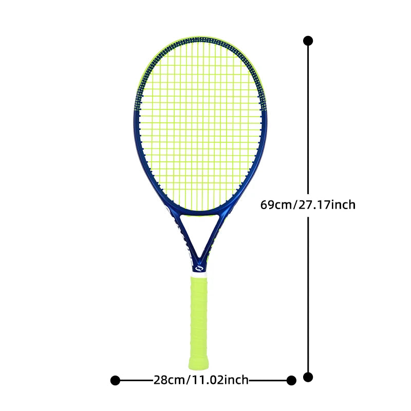 Raqueta de Tenis Blue-Leap de Fibra de Carbono, 345±10g Encordada, 60-65lbs, Absorción de Impactos, Apta para Atletas Profesionales de Alto Rendimiento