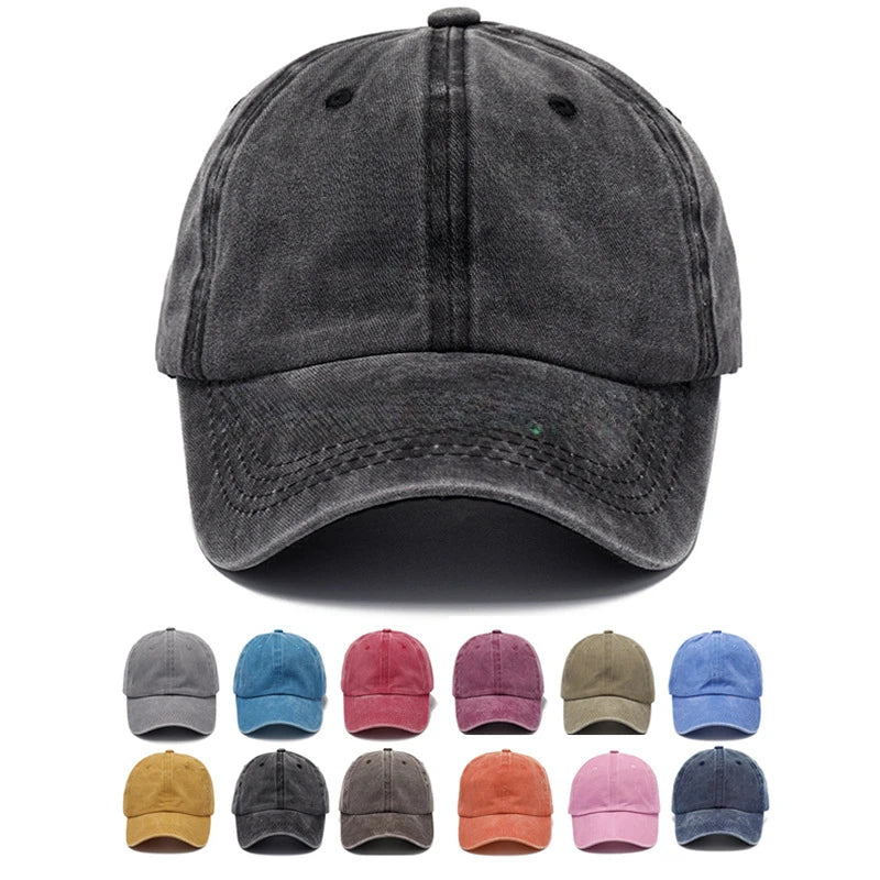 Gorra de béisbol de mezclilla lavada para hombre y mujer, gorra snapback, estilo hip hop vintage, color sólido, estilo casual deportivo para exteriores