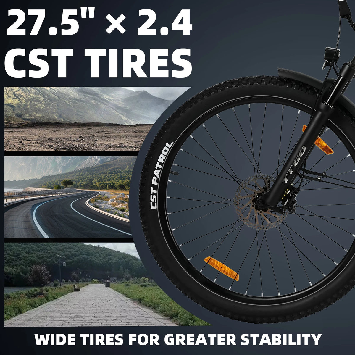 Bicicleta eléctrica TTGO Z3-W Z3 de 27.5 pulgadas para adultos, batería de 48V 15Ah, freno de disco hidráulico, horquilla de suspensión, cuadro de aluminio, bicicleta eléctrica para ir al trabajo y trekking