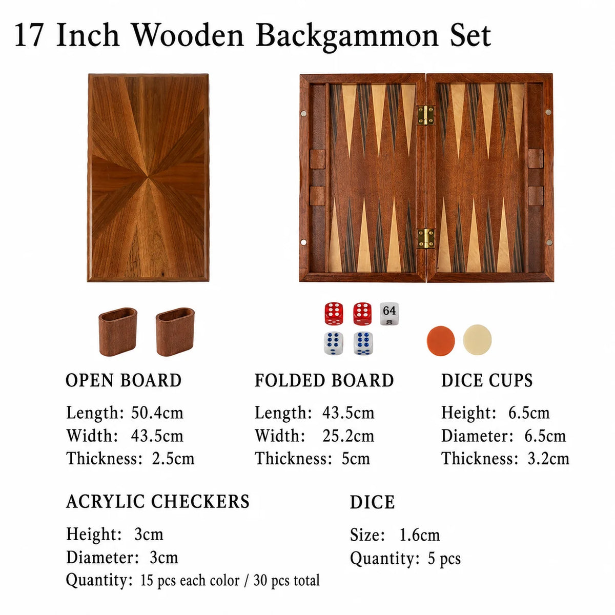 Juego de ajedrez y backgammon profesional de lujo, de madera maciza, tablero grande plegable de 11 a 19 pulgadas, hecho a mano, regalo para juegos de mesa familiares