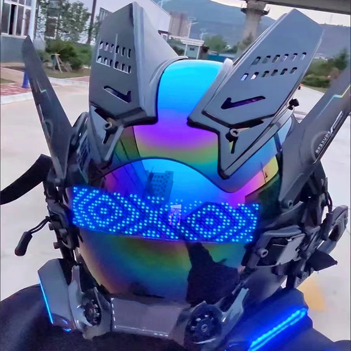 Máscara Cyber punk LED peinado trenza Halloween Navidad juego de rol casco fiesta regalo para adultos ﻿