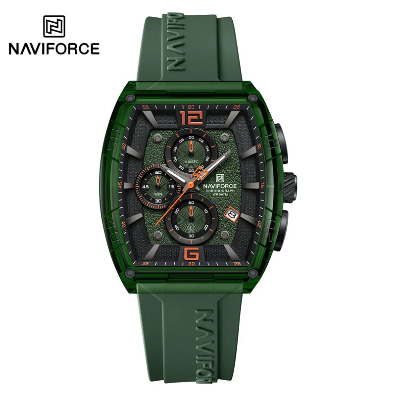 Reloj de moda para hombre de la mejor marca NAVIFORCE, cuarzo, correa de silicona, resistente al agua 50M, fecha, reloj de pulsera original para hombre 2025
