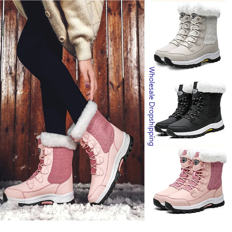 CINESSD Botas De nieve clásicas para Mujer, zapatos cálidos De invierno, zapatos De plataforma hechos a mano, Botas para Mujer, botines hasta el tobillo De Mujer talla 42