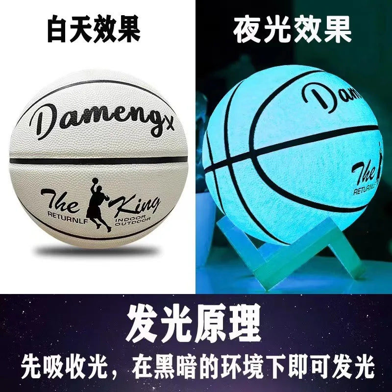 Baloncesto luminoso fluorescente tamaño 5 y tamaño 7 regalo al aire libre femenino resistente al desgaste estándar para niños y adultos