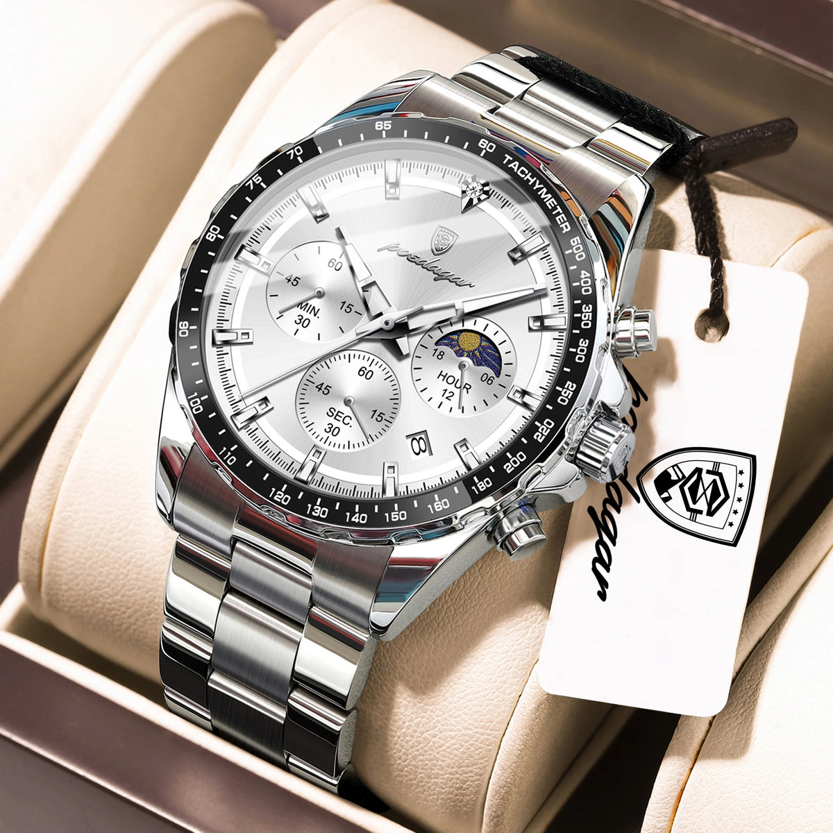 Reloj de pulsera deportivo para hombre POEDAGAR, resistente al agua, acero inoxidable, luminoso, cronógrafo, fecha, cuarzo, relojes para hombre