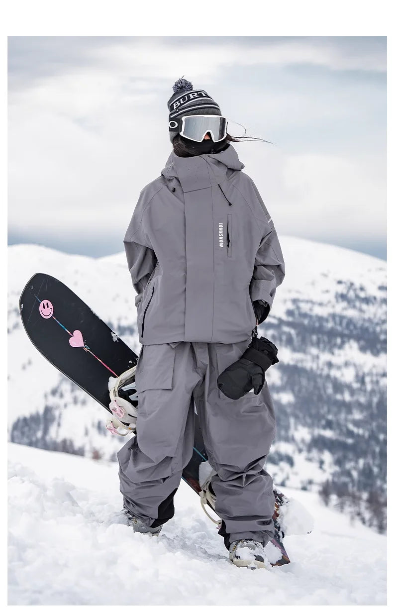 JOHN-traje de esquí adhesivo de presión completa 3L para hombre y mujer, ropa de Snowboard, chaqueta de asalto de tabla doble, pantalones de nieve, 2024