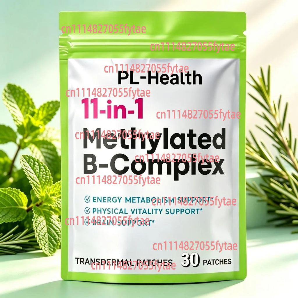 30 Parches Transdérmicos de Vitaminas del Complejo B Metiladas, Vitaminas B12, B6, B9, 5-MTHF para Energía, Corazón, Cerebro y Metilación