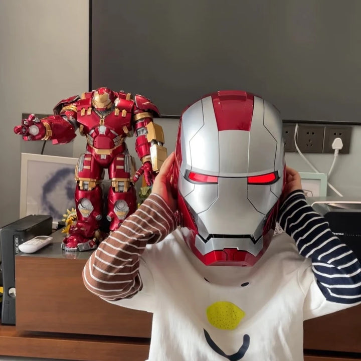 Casco Eléctrico de Iron Man de Marvel 1:1 MK50 MK5 con Control por Voz y Ojos con Luz, Modelo de Juguete para Adultos, Tecnología Vestible, Regalo de Navidad