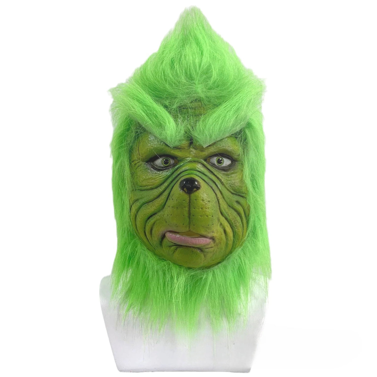 Máscara de monstruo de pelo verde, máscara de Cosplay de monstruo de piel verde, máscara de Halloween, guante de látex de Anime, máscaras Grinch verdes
