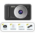 Cámara Digital 4K IPS HD de 50MP con CCD, Pantalla de 2.4 Pulgadas, Autoenfoque, Videocámara para Estudiantes, Cámara Dual 8X y Flash LED para Grabación de Video y Fotos