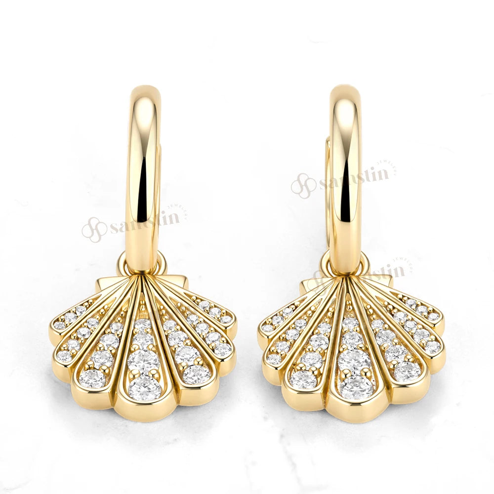Pendientes de Aro con Diamantes Cultivados en Laboratorio Samstin de 0.66CTW para Mujer y Hombre, Oro Amarillo Sólido de 14K, 10K, 585, para Regalos de Navidad, Personalizados