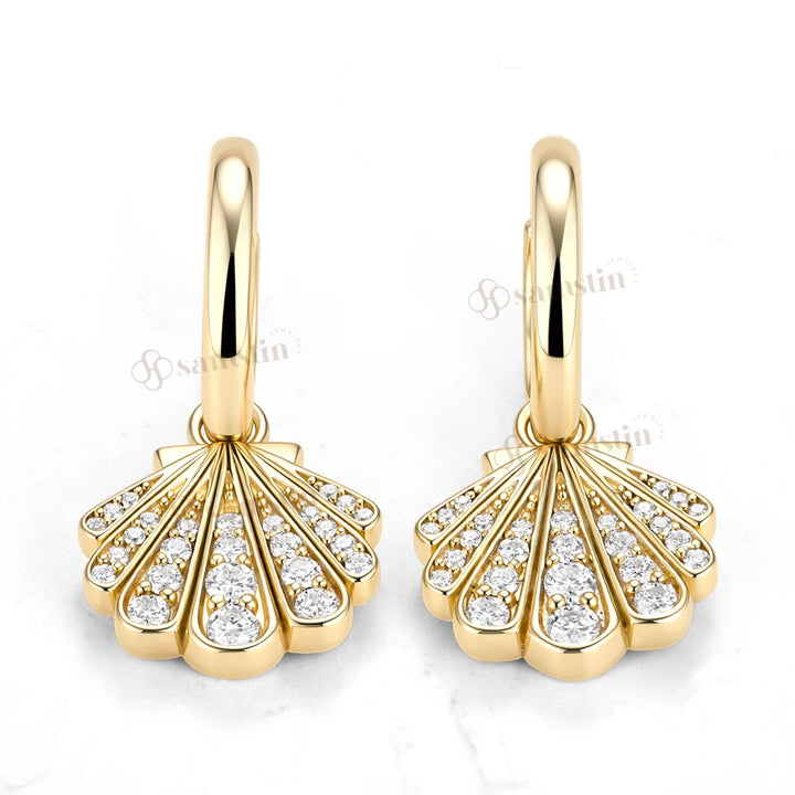 Pendientes de Aro con Diamantes Cultivados en Laboratorio Samstin de 0.66CTW para Mujer y Hombre, Oro Amarillo Sólido de 14K, 10K, 585, para Regalos de Navidad, Personalizados
