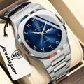 Reloj para hombre POEDAGAR original de cuarzo, resistente al agua, con fecha y día, estilo elegante, empresarial, de acero inoxidable