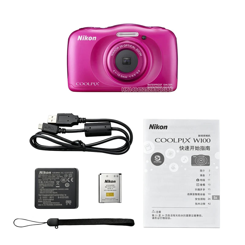 【Original】Cámara digital Nikon COOLPIX W100 con pantalla LCD de 2,7 pulgadas Full HD 1080P, cámara digital portátil