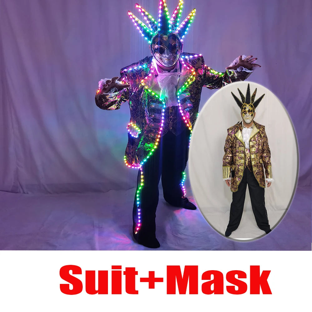Traje LED de Colores Completos para Disfraz de Tron con Máscara - Traje Luminoso para Fiestas y Eventos