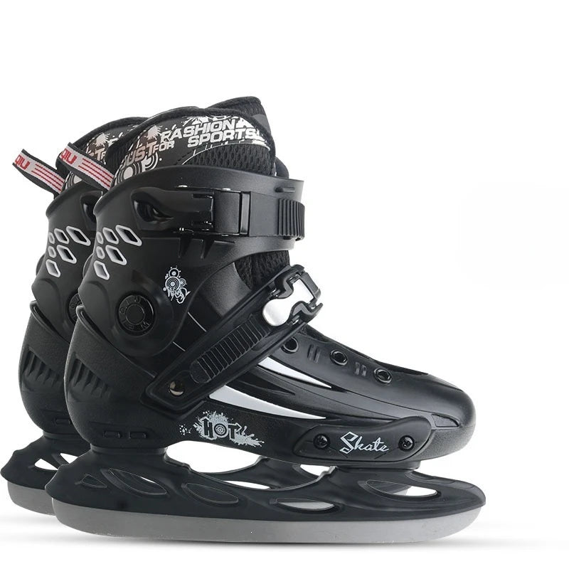 Patines de hielo ajustables para niños, zapatos de patinaje sobre hielo cálidos con forro polar, patines de hielo para principiantes con hoja de acero inoxidable, deportes de invierno al aire libre