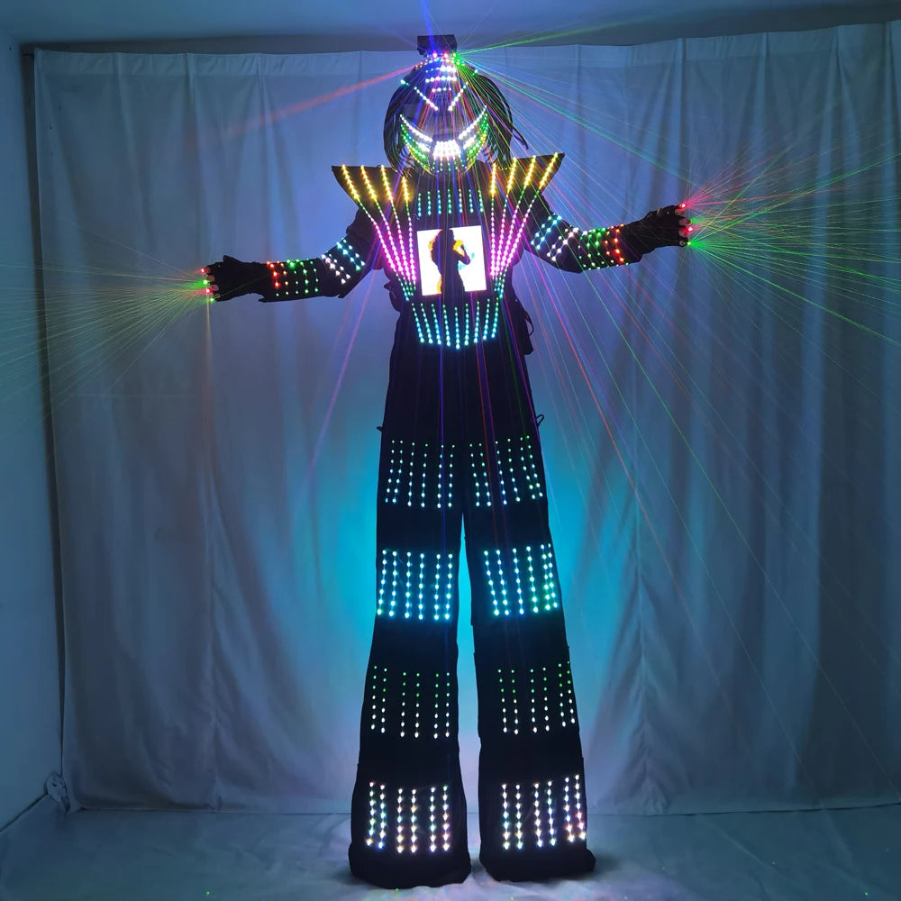 Traje de robot LED futurista mejorado 2026 con luces para espectáculos en festivales y eventos
