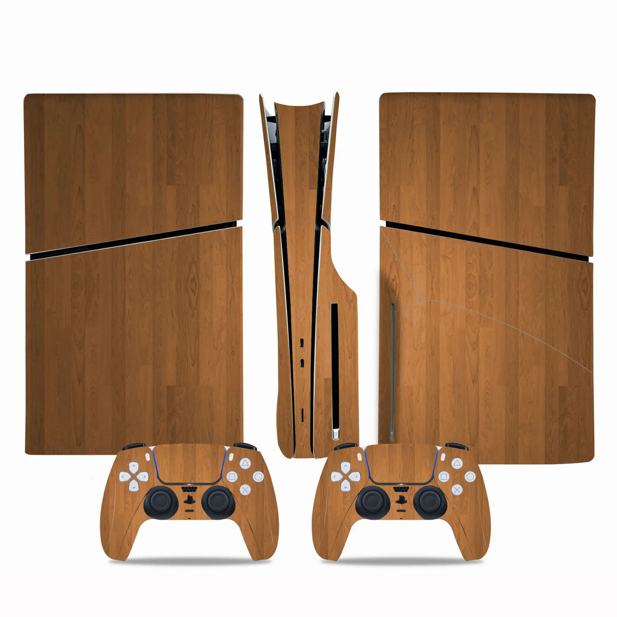 Adhesivo de vinilo para consola PS5 Slim con lector de disco y 2 mandos, cobertura completa