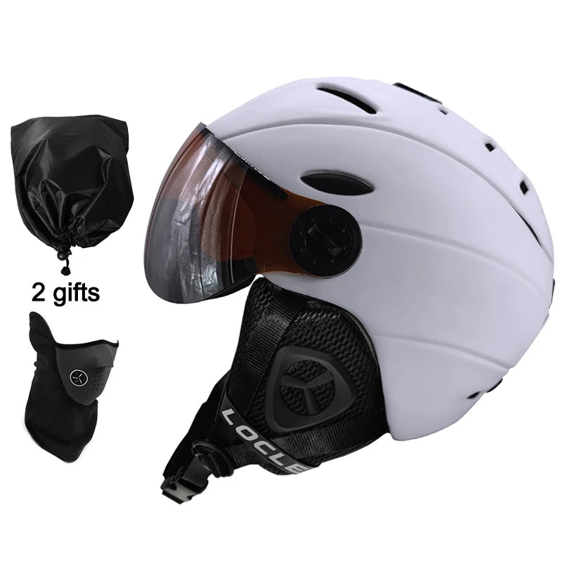 LOCLE casco de esquí invierno deportes al aire libre hombres mujeres casco de esquí esquí Snowboard nieve monopatín casco con gafas visera