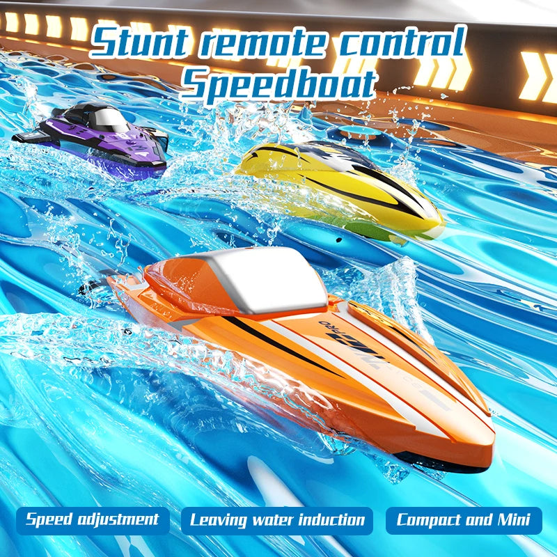 2.4G Mini RC Speedboat Multiple Player Game Double Motor High Speed Ship Lake Pool Bathtub Waterproof RC Stunt Boat Toy for Kids