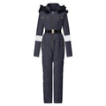 Mono de Esquí con Capucha de Piel para Mujer, con Cinturón en Contraste, Impermeable, con Cremallera, Ropa de Esquí, Traje de Nieve, Deportes de Invierno, Cálido, Nuevo Modelo 2026