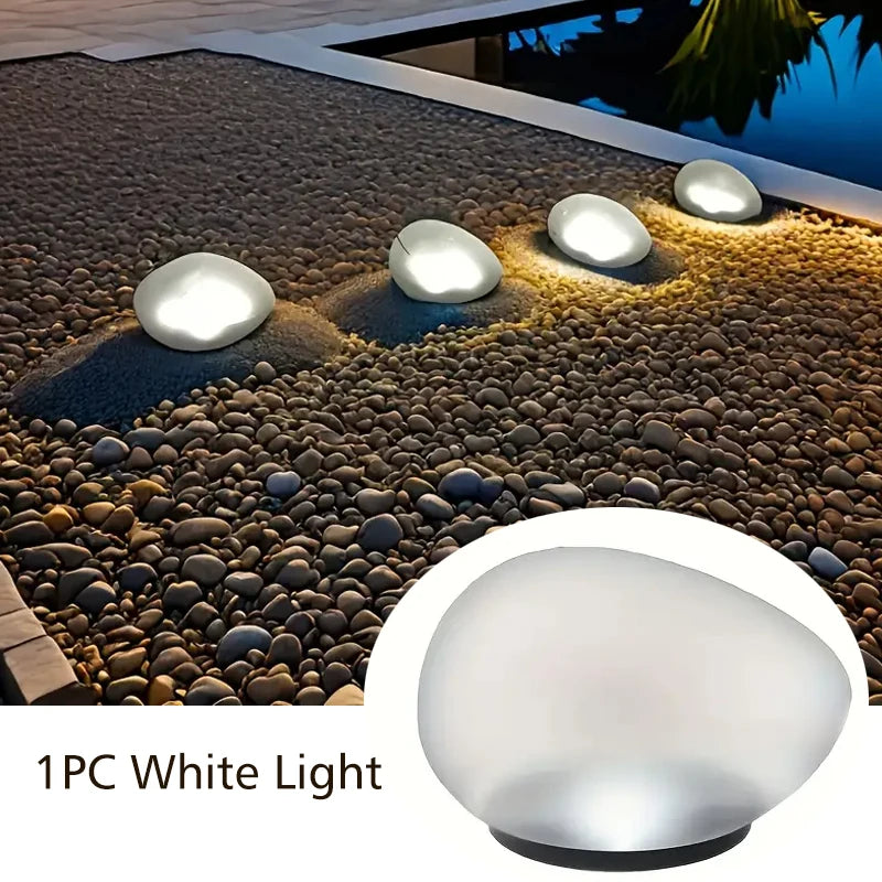Solar Powered 4 LED Pebbles Lights, Decorative Landscape Lighting Lamp for Gardens, Lawns, Paths, Pools And Holiday Decorations