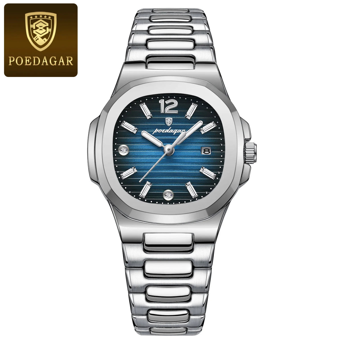 POEDAGAR Reloj de pulsera cuadrado de moda para mujer, luminoso, resistente al agua, con fecha, de lujo, de cuarzo de alta calidad para mujer, Reloj