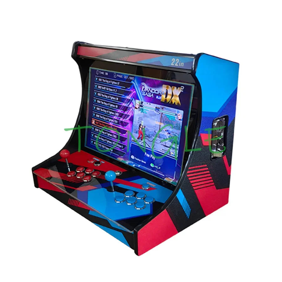 Consola de videojuegos arcade para 2 jugadores, pantalla LCD de 22 pulgadas, diseño Bartop con SAGA ARCADE DX 26800 en 1, aceptador de monedas, joystick, botón para conectar a TV